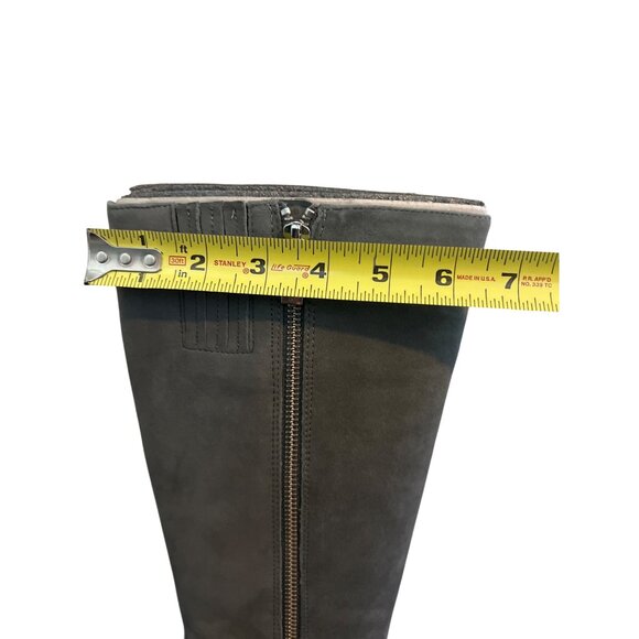 NIB Michael Kors Caroline Boots 9M Dark Slate Suede Leather Knee High MK Logo - Picture 13 of 14